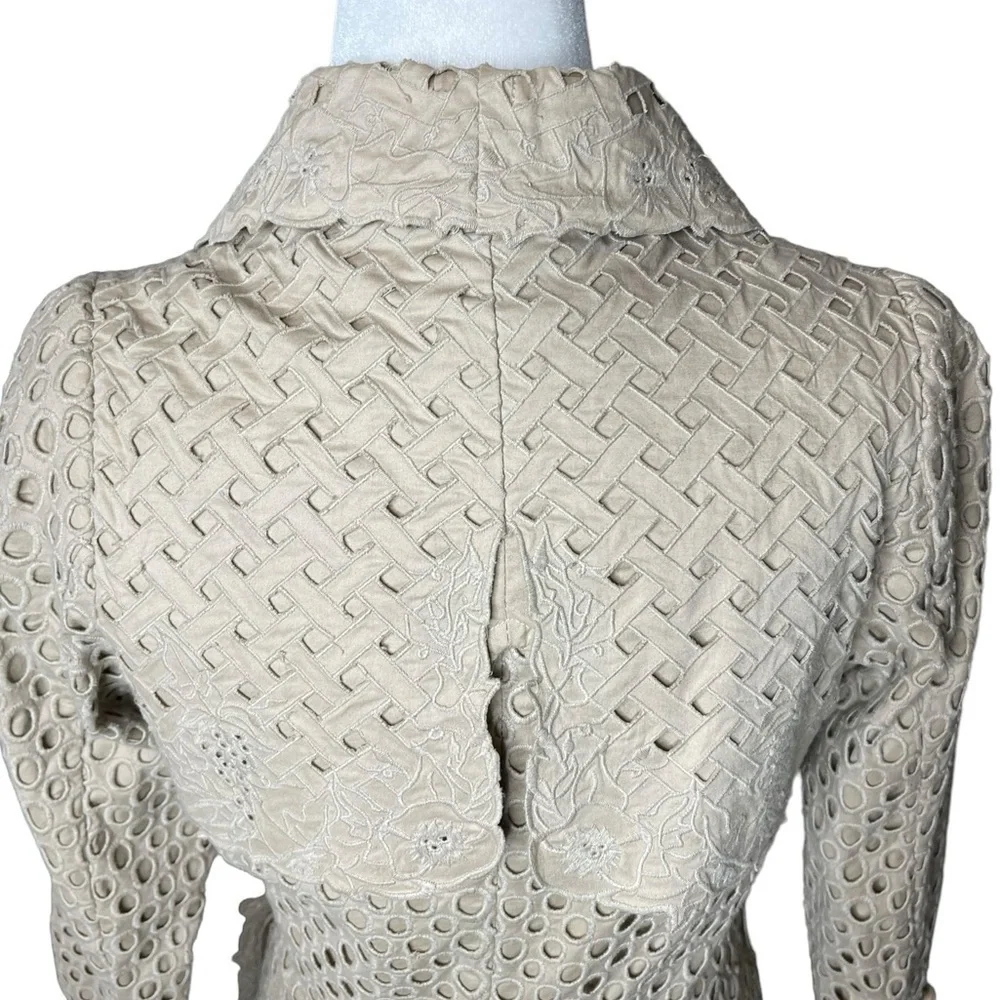 Bryan Lars Paris Lace Trench Coat | Embroidered Floral Eyelet | Size 2